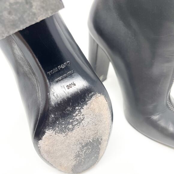 TOM FORD Front-Zip Leather Ankle Boot Black EU 39.5 - Picture 7 of 7